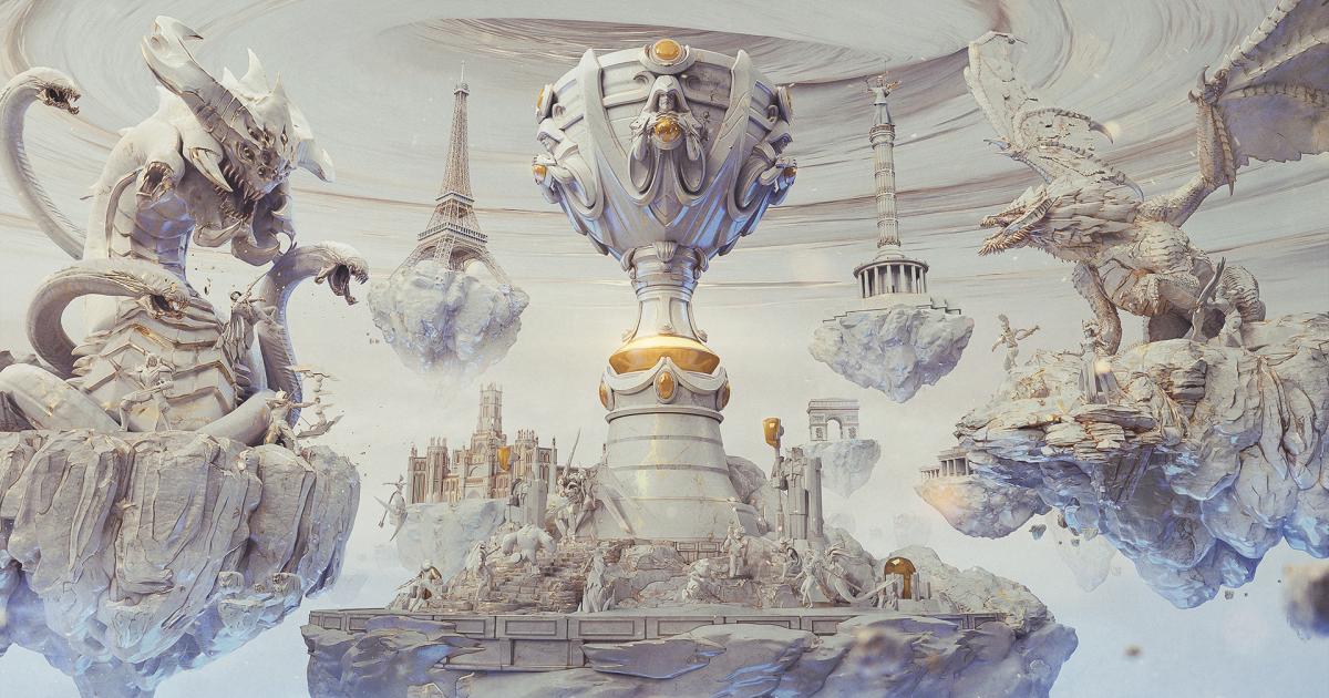 League of Legends Worlds 2019 trophy at the Eiffel Tower